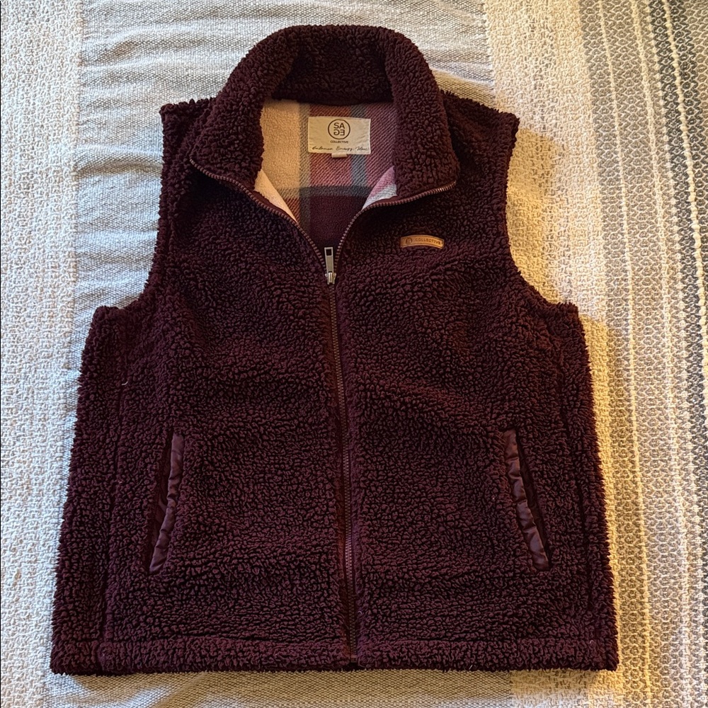 Burgundy Sherpa Fleece Vest
